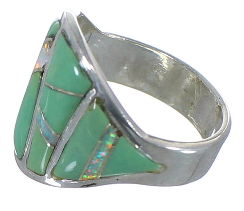 Southwest Opal And Turquoise Silver Ring Size 5-1/4 EX44712